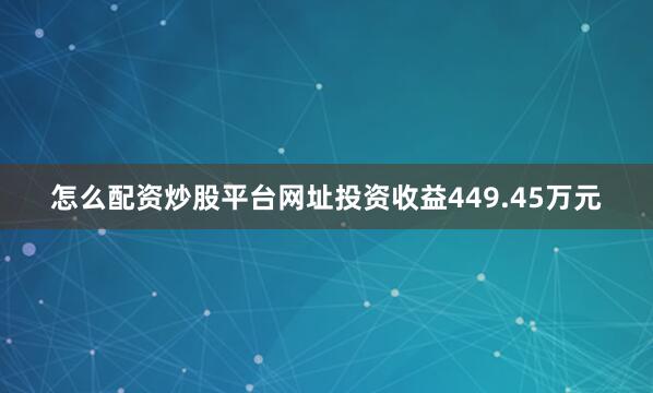 怎么配资炒股平台网址投资收益449.45万元